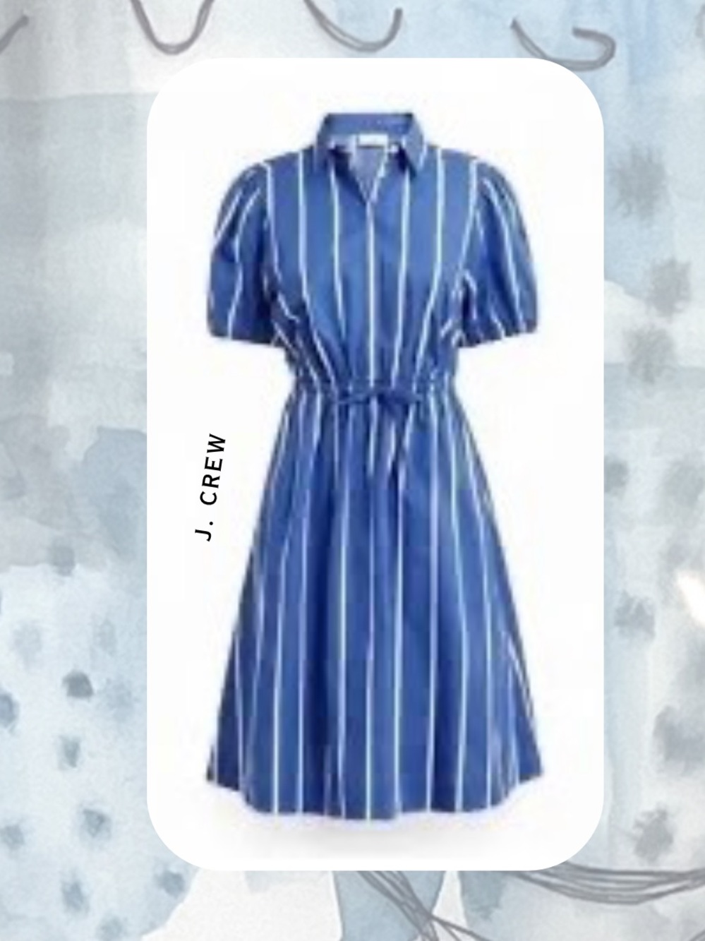 J. Crew Blue & White Vertical Stripe Midi Shirt Dress